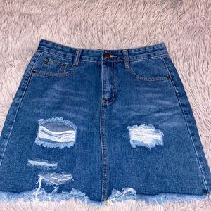 Jean skirt with holes